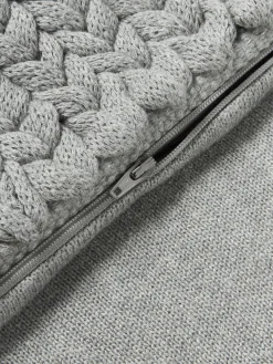 Cojines Decorativos|Mantas></noscript>Westwing Collection Funda de cojín artesanal de punto grueso Adyna Gris oscuro