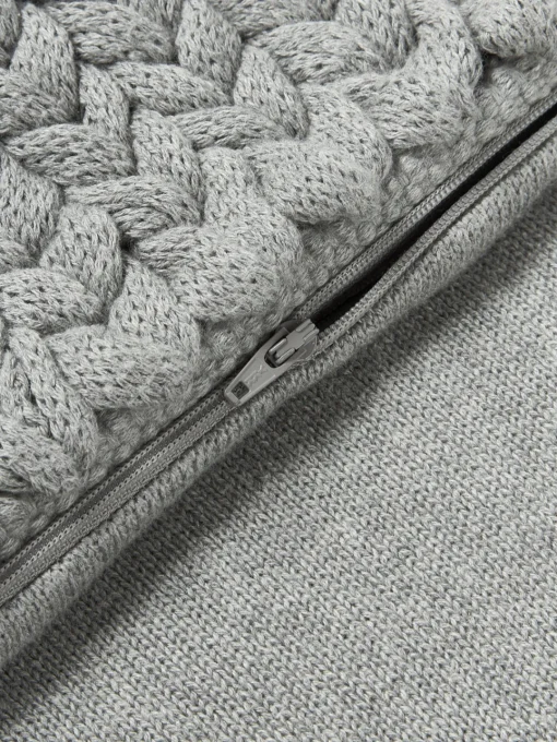 Cojines Decorativos|Mantas>Westwing Collection Funda de cojín artesanal de punto grueso Adyna Gris oscuro