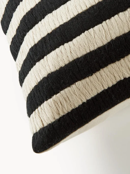 Cojines Decorativos|Mantas>Westwing Collection Funda de cojín artesanal Henry Negro, Off White