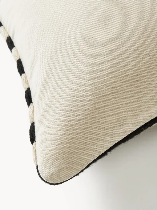 Cojines Decorativos|Mantas>Westwing Collection Funda de cojín artesanal Henry Negro, Off White