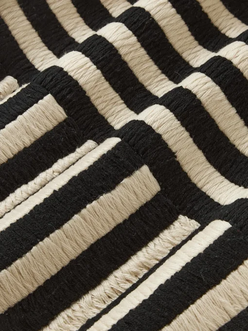 Cojines Decorativos|Mantas>Westwing Collection Funda de cojín artesanal Henry Negro, Off White