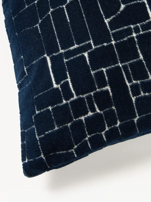 Mantas|Cojines Decorativos>Westwing Collection Funda de cojín Belena Azul oscuro, blanco