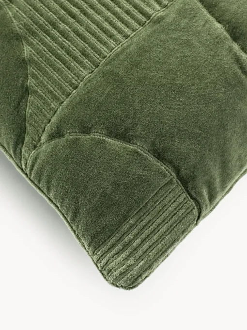 Cojines Decorativos|Cojines Decorativos>Westwing Collection Funda de cojín bordada con estampado geométrico Verina Verde oscuro