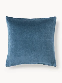 Mantas|Cojines Decorativos>Westwing Collection Funda de cojín bordada con estampado geométrico Verina Azul oscuro