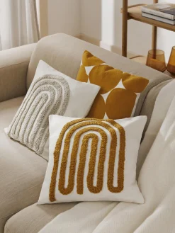 Mantas|Cojines Decorativos></noscript>Westwing Collection Funda de cojín bordada de algodón texturizada Vahid Ocre
