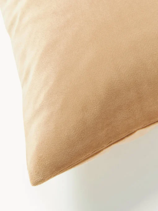 Cojines Decorativos|Mantas>Westwing Collection Funda de cojín bordada de terciopelo Elefco Beige, dorado