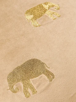Cojines Decorativos|Mantas></noscript>Westwing Collection Funda de cojín bordada de terciopelo Elefco Beige, dorado