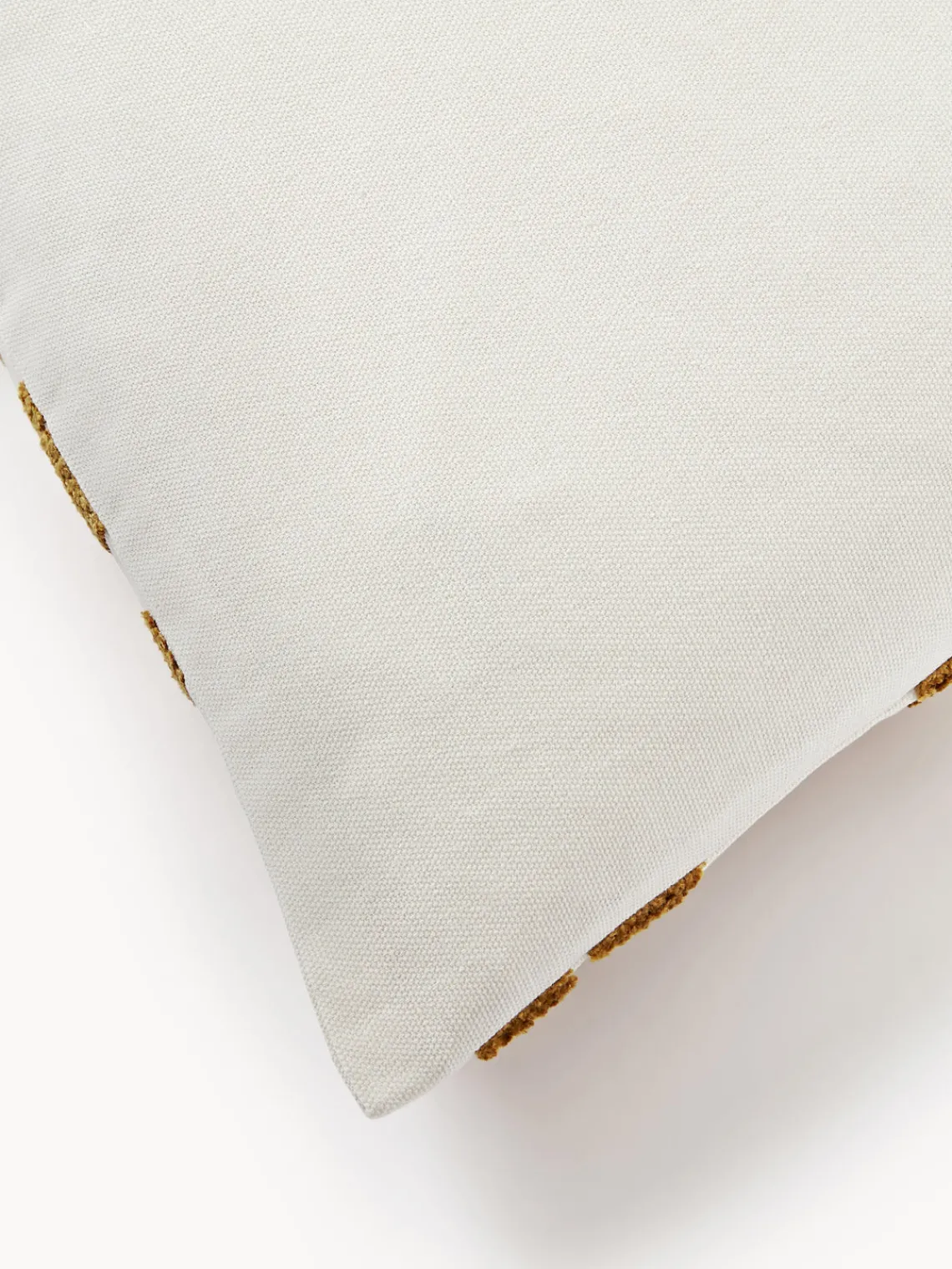 Mantas|Cojines Decorativos>Westwing Collection Funda de cojín bordada de chenilla Fran Amarillo mostaza, blanco Off White