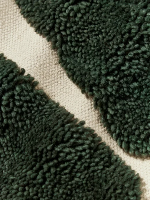 Cojines Decorativos|Mantas>Westwing Collection Funda de cojín con estampado abstracto Flick Verde oscuro, blanco crema