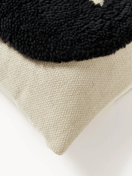 Cojines Decorativos|Mantas>Westwing Collection Funda de cojín con estampado abstracto Flick Negro, blanco crema