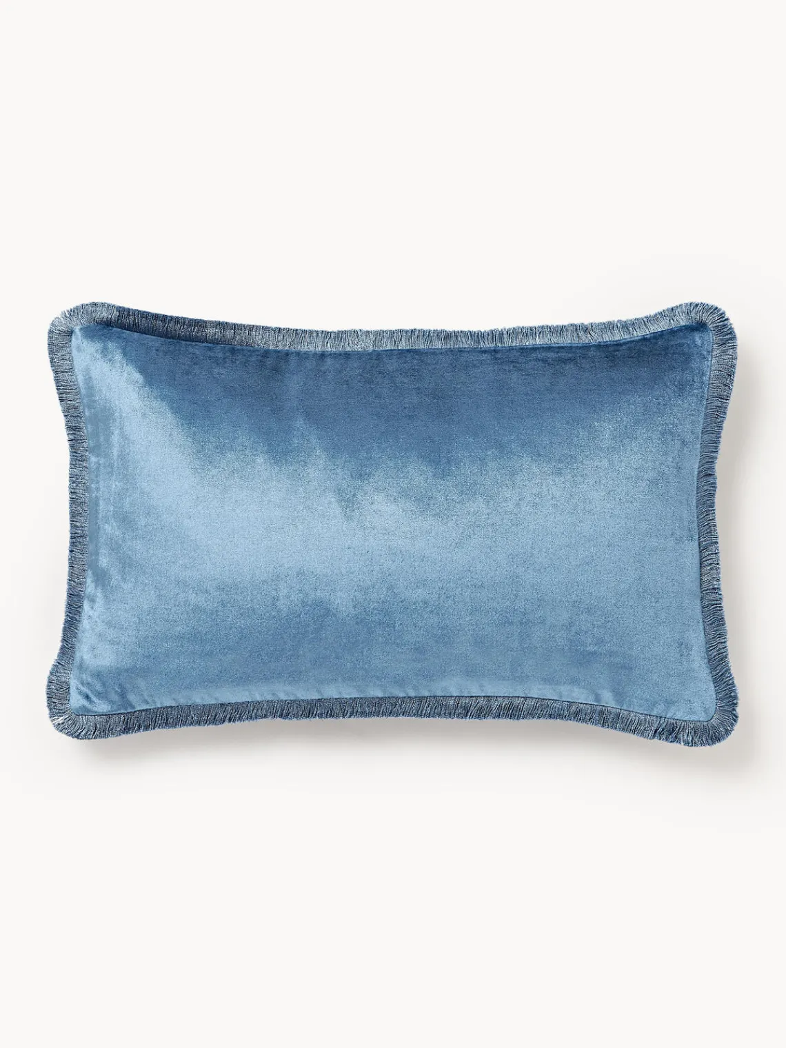 Mantas|Cojines Decorativos>Westwing Collection Funda de cojín con flecos Nikita Azul claro