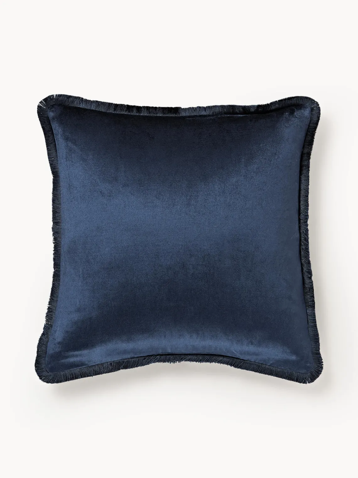 Mantas|Cojines Decorativos>Westwing Collection Funda de cojín con flecos Nikita Azul oscuro