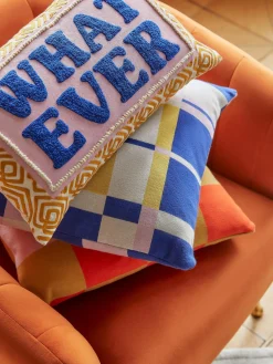 New Funda de cojín con inscripción bordada Whatever Mantas|Cojines Decorativos