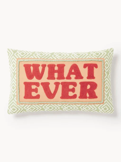 Online Funda de cojín con inscripción Whatever Mantas|Cojines Decorativos