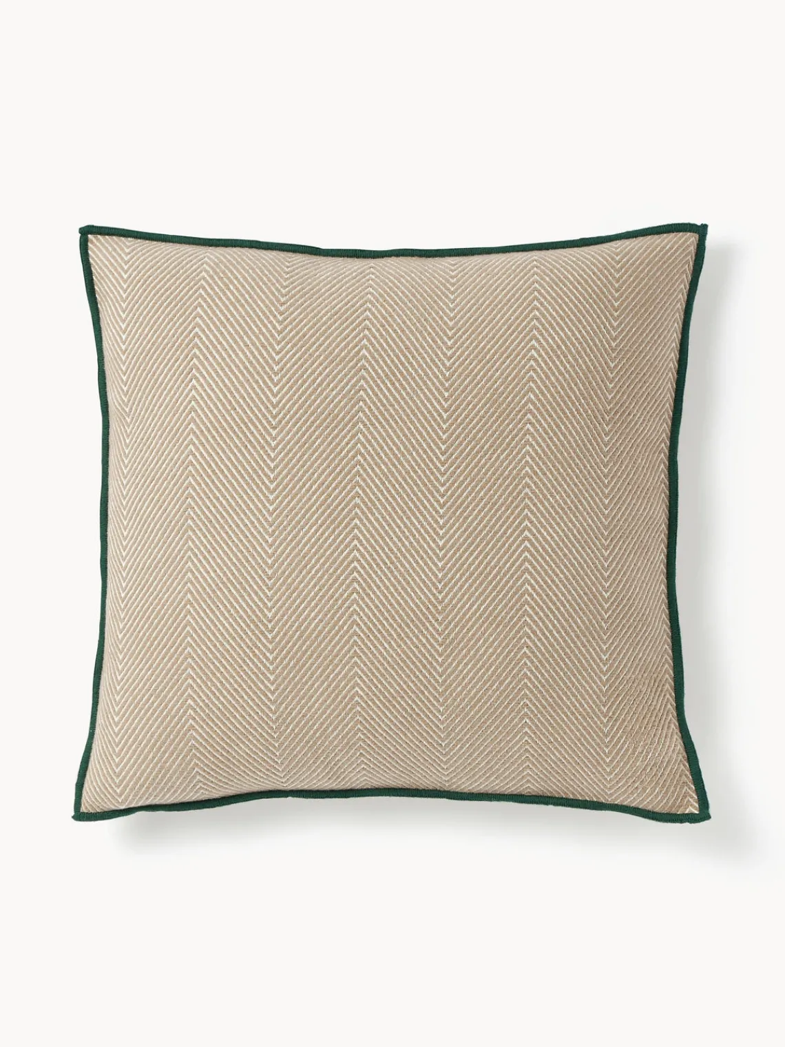 Mantas|Cojines Decorativos>Westwing Collection Funda de cojín con punto espiga Agatha Beige claro, verde oscuro