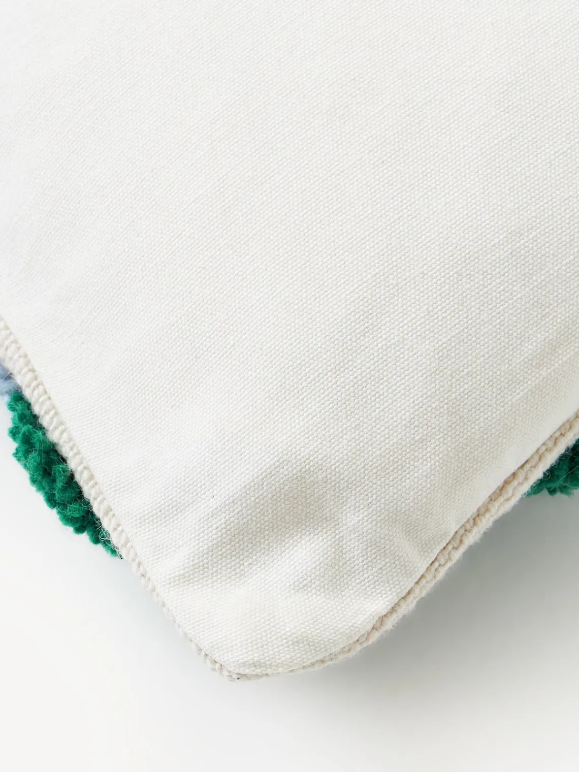 Mantas|Cojines Decorativos>Westwing Collection Funda de cojín con tejido capitoné Jiri Blanco Off White, verde oscuro, azul claro