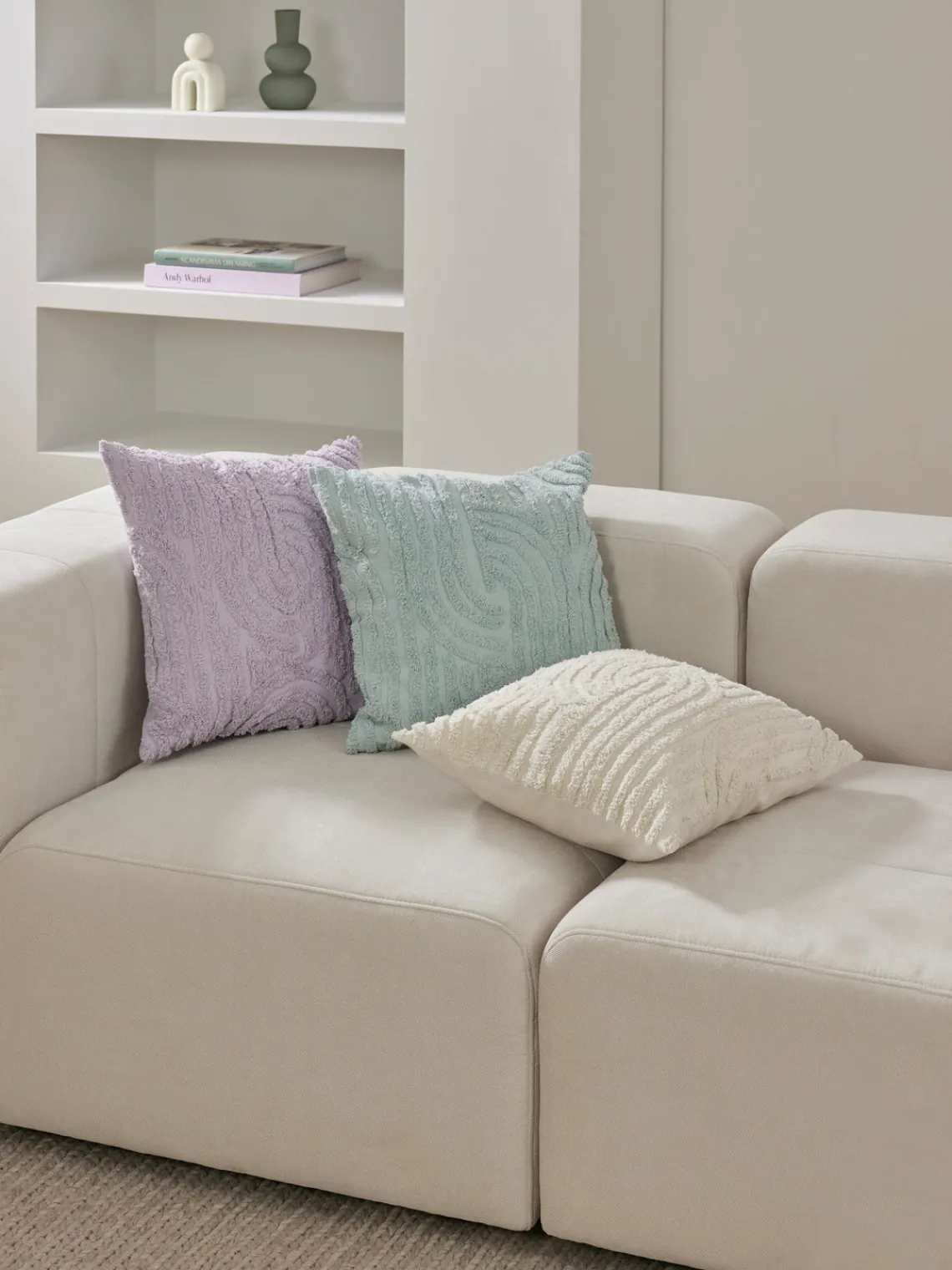 Mantas|Cojines Decorativos>Westwing Collection Funda de cojín de algodón Bell Blanco crema