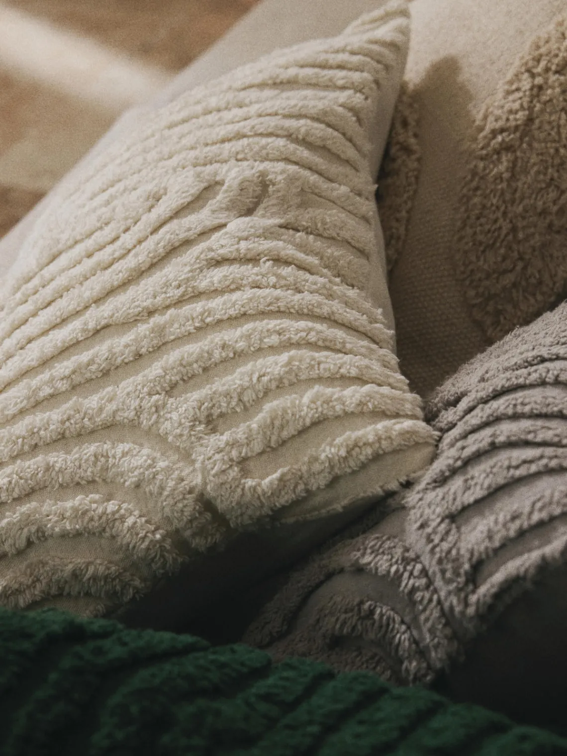 Mantas|Cojines Decorativos>Westwing Collection Funda de cojín de algodón Bell Blanco crema