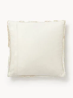 Mantas|Cojines Decorativos>Westwing Collection Funda de cojín de algodón con tejido capitoné Sela Tonos beige, blanco crema