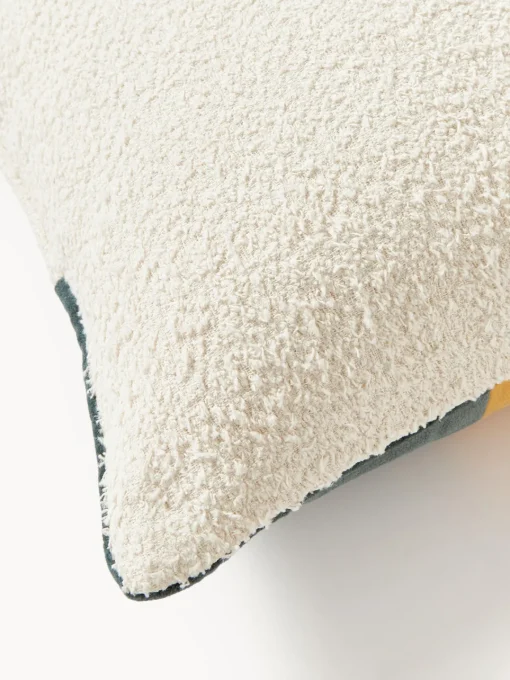 Cojines Decorativos|Cojines Decorativos>Westwing Collection Funda de cojín de algodón Ponty Amarillo mostaza, blanco Off White, beige claro, gris oscuro