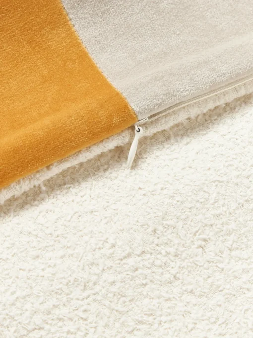 Cojines Decorativos|Cojines Decorativos>Westwing Collection Funda de cojín de algodón Ponty Amarillo mostaza, blanco Off White, beige claro, gris oscuro