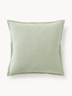 Mantas|Cojines Decorativos>Westwing Collection Funda de cojín de algodón Vicky Verde salvia