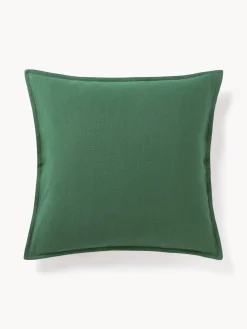 Mantas|Cojines Decorativos>Westwing Collection Funda de cojín de algodón Vicky Verde oscuro