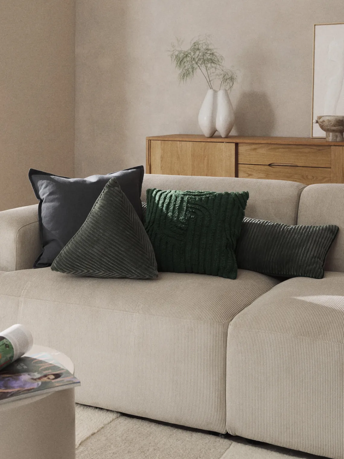 Mantas|Cojines Decorativos>Westwing Collection Funda de cojín de algodón Vicky Gris oscuro