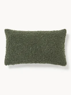 Mantas|Cojines Decorativos>Westwing Collection Funda de cojín de borreguillo Dotty Verde oscuro