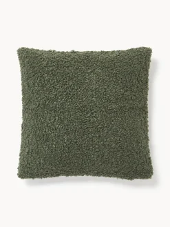 Mantas|Cojines Decorativos>Westwing Collection Funda de cojín de borreguillo Dotty Verde oscuro