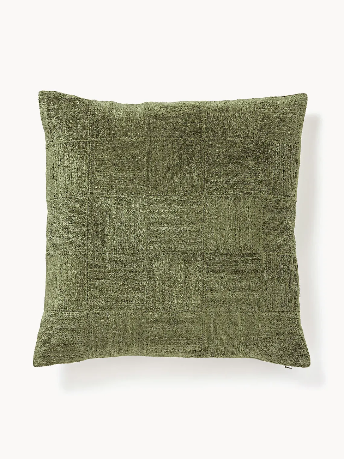 Mantas|Cojines Decorativos>Westwing Collection Funda de cojín de chenilla Keeley Verde oliva