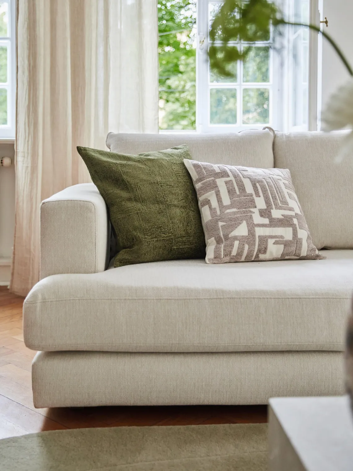 Mantas|Cojines Decorativos>Westwing Collection Funda de cojín de chenilla Keeley Verde oliva