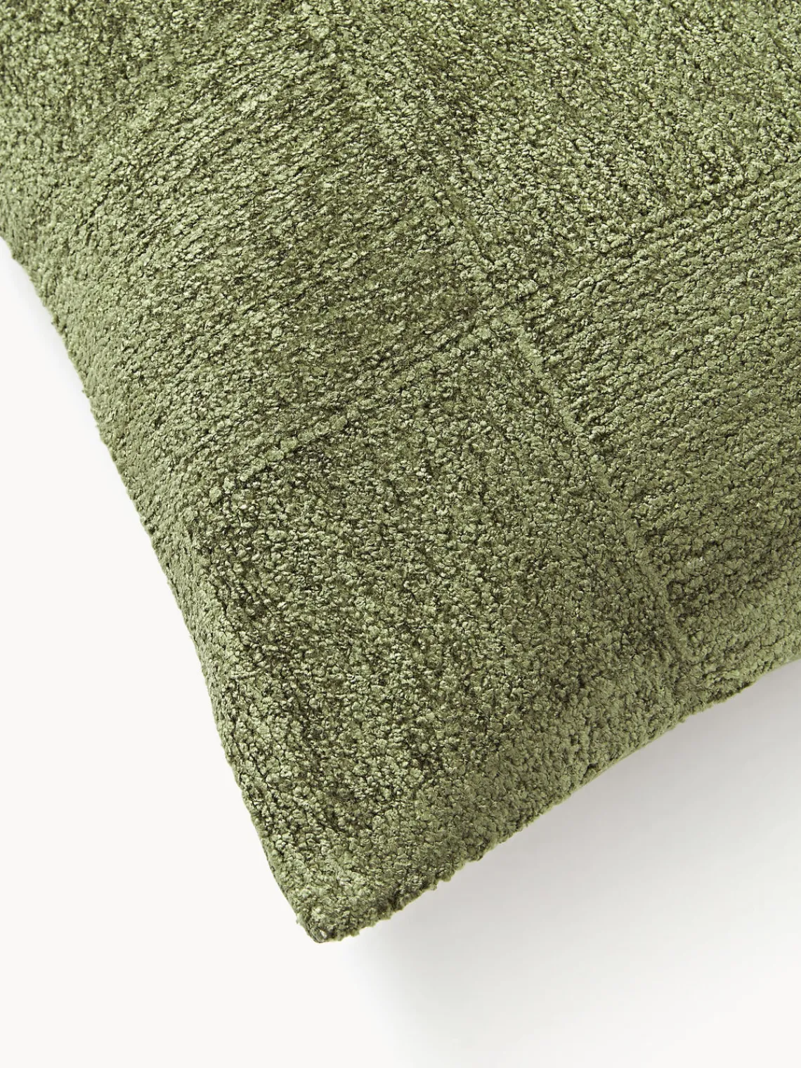Mantas|Cojines Decorativos>Westwing Collection Funda de cojín de chenilla Keeley Verde oliva