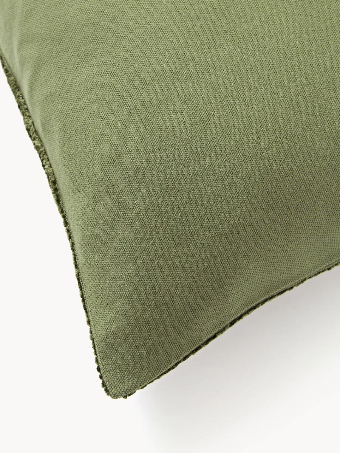 Mantas|Cojines Decorativos>Westwing Collection Funda de cojín de chenilla Keeley Verde oliva