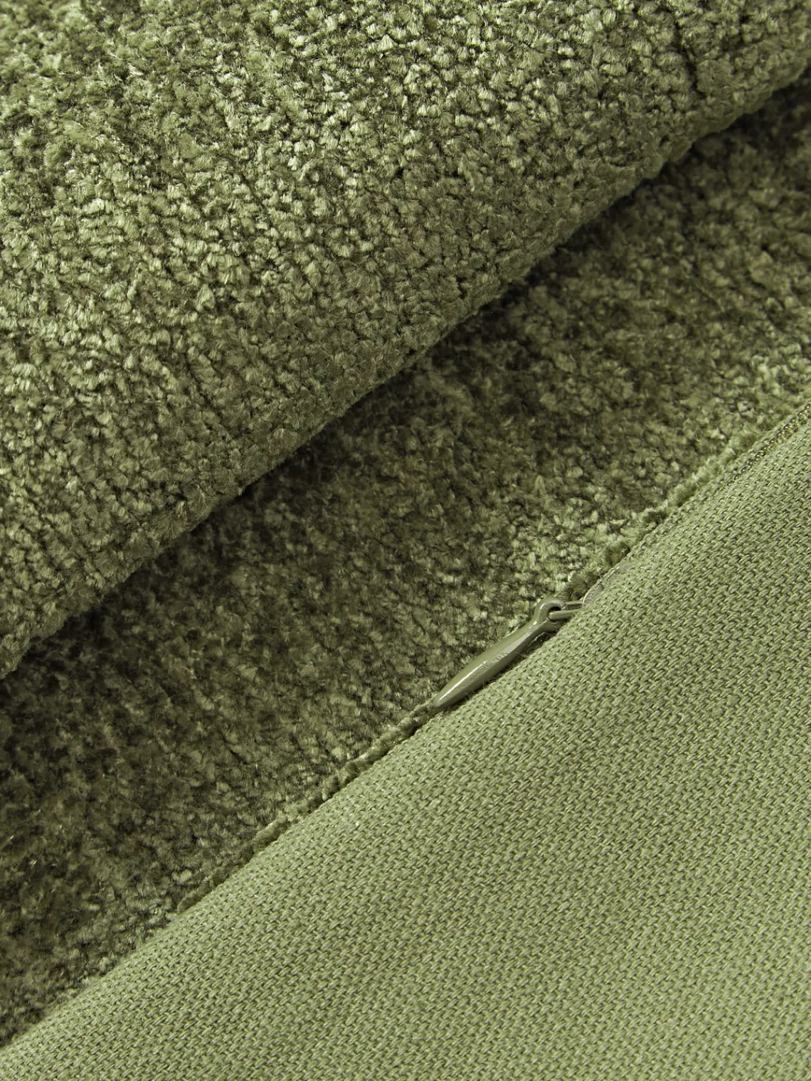 Mantas|Cojines Decorativos>Westwing Collection Funda de cojín de chenilla Keeley Verde oliva