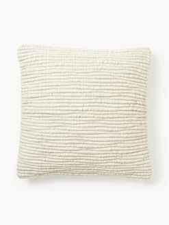 Mantas|Cojines Decorativos>Westwing Collection Funda de cojín de lana bordada Jaira Blanco Off White