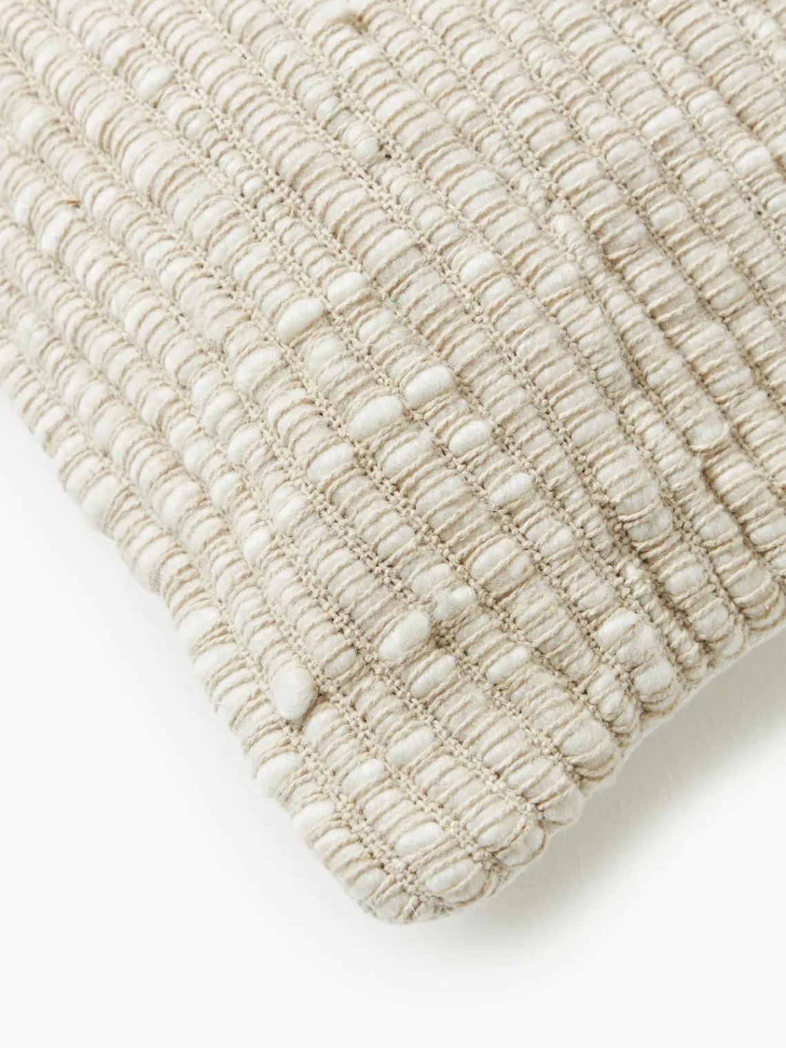 Mantas|Cojines Decorativos>Westwing Collection Funda de cojín de lana bordada Jaira Blanco Off White