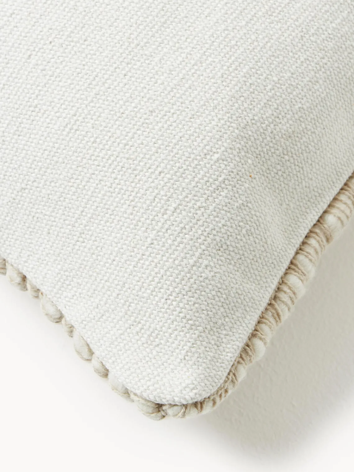 Mantas|Cojines Decorativos>Westwing Collection Funda de cojín de lana bordada Jaira Blanco Off White