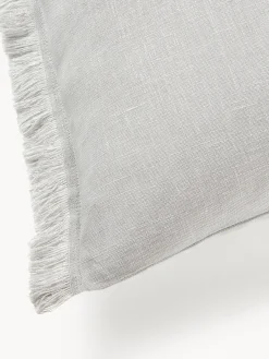Cojines Decorativos|Cojines Decorativos></noscript>Westwing Collection Funda de cojín de lino con flecos Luana Gris claro