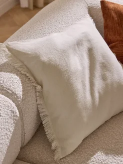 New Funda de cojín de lino con flecos Luana Mantas|Cojines Decorativos