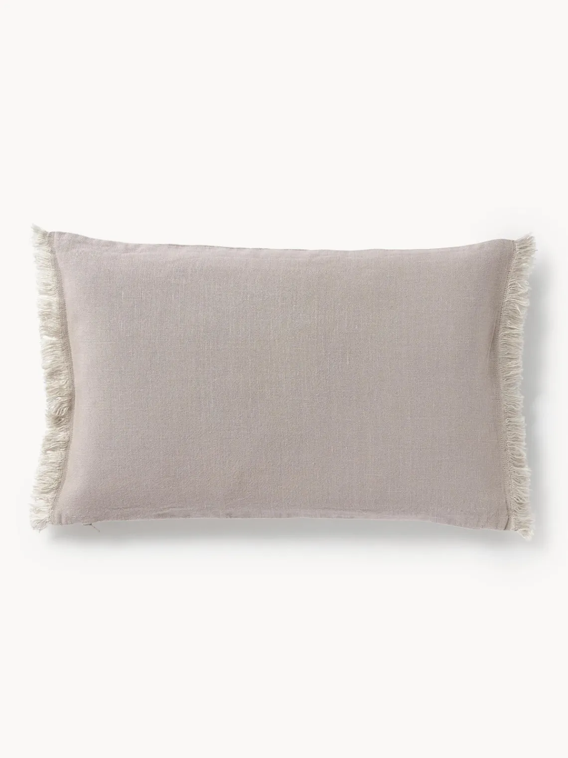 Mantas|Cojines Decorativos>Westwing Collection Funda de cojín de lino con flecos Luana Beige claro
