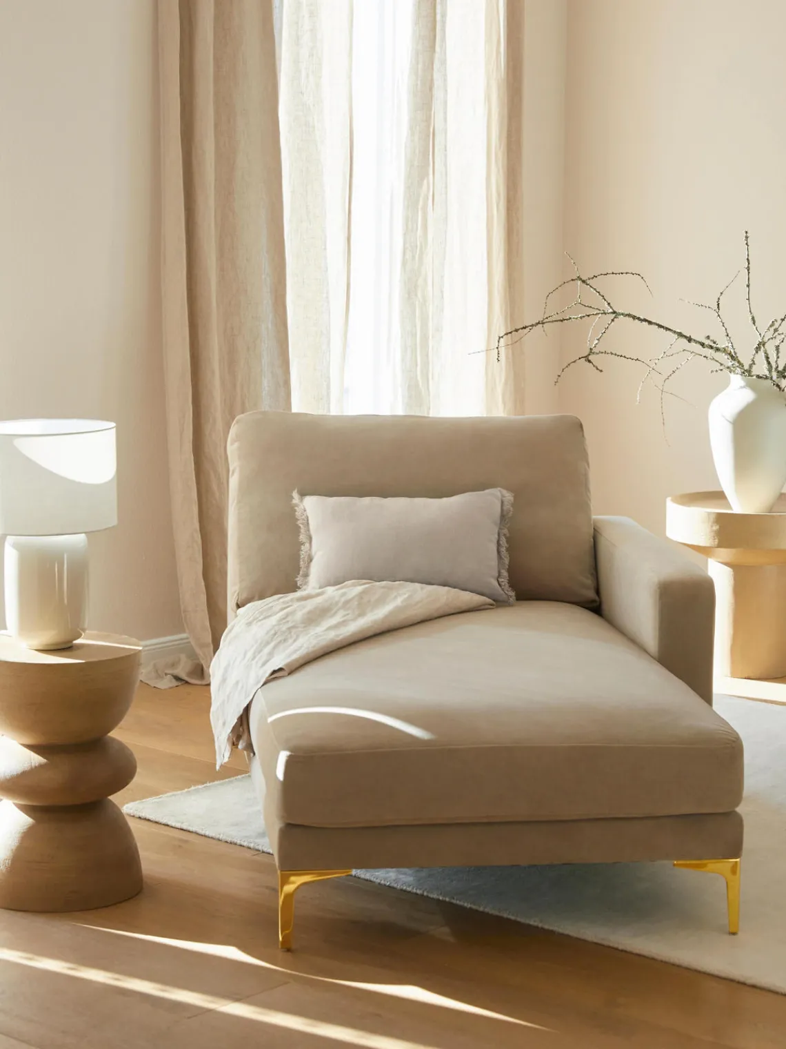 Mantas|Cojines Decorativos>Westwing Collection Funda de cojín de lino con flecos Luana Beige claro