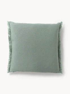 Outlet Funda de cojín de lino con flecos Luana Mantas|Cojines Decorativos