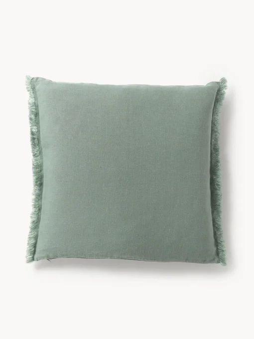 Outlet Funda de cojín de lino con flecos Luana Mantas|Cojines Decorativos