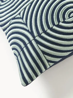 Cojines Decorativos|Mantas></noscript>Westwing Collection Funda de cojín de lino con estampado gráfico Lexi Azul oscuro, azul claro