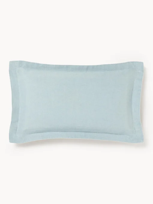 Cojines Decorativos|Mantas>Westwing Collection Funda de cojín de lino con dobladillo elevado Taryn Azul claro