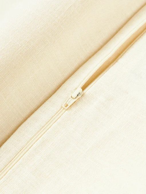 Cojines Decorativos|Cojines Decorativos>Westwing Collection Funda de cojín de lino con flecos Luana Amarillo claro