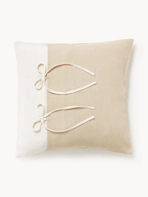 Cojines Decorativos|Mantas>Westwing Collection Funda de cojín de lino Odette Blanco Off White, beige claro