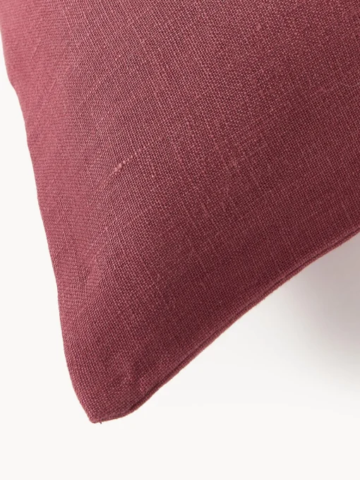 Cojines Decorativos|Mantas>Westwing Collection Funda de cojín de lino Odette Rojo vino, rosa claro