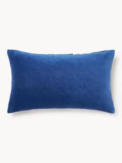 Mantas|Cojines Decorativos>Westwing Collection Funda de cojín de patchwork de terciopelo Tete Azul oscuro, lila, rosa, blanco Off White